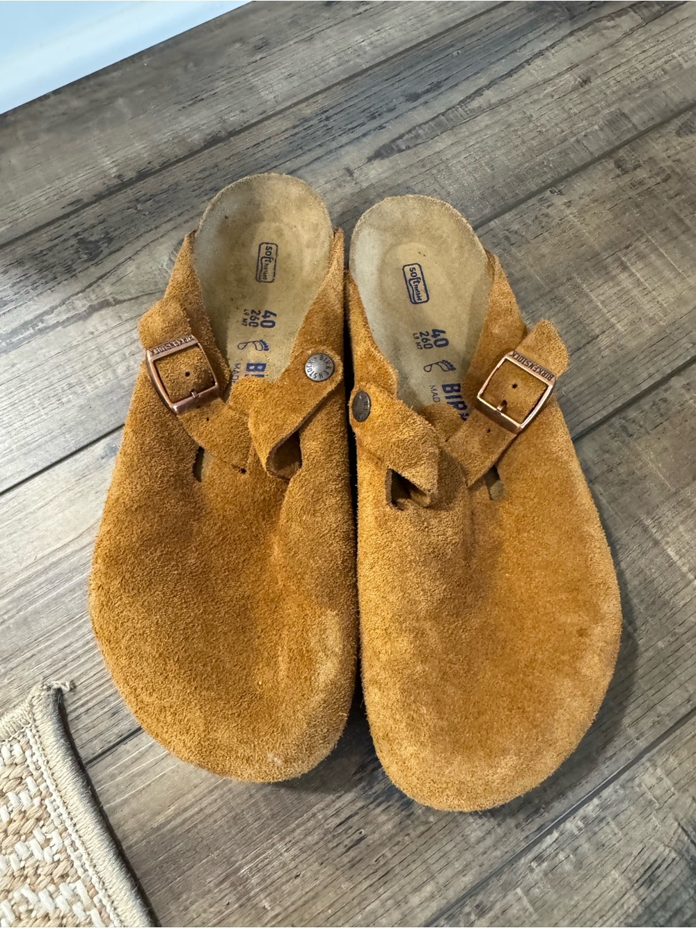 Birkenstock Suede Clog Slip-Ons in Tan/Golden Brown